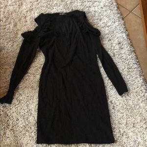 Open shoulder long sleeve mini dress